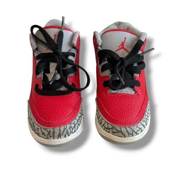 Air Jordan 3 Retro SE PS 'Unite' Kids Red Sneakers Size 11C - Picture 3 of 7